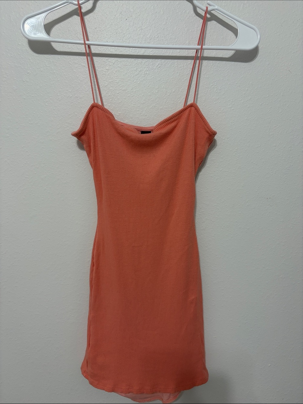 Windsor Coral Ribbed Double-Strap Mini Dress